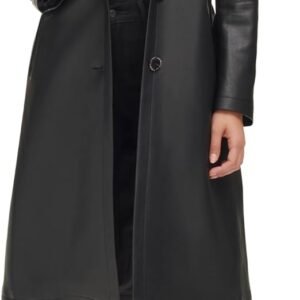 Women's Leather & Faux Fur Belted Trench Coat