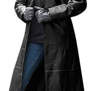 Women's Leather Coat Long Trench PU Faux Leather