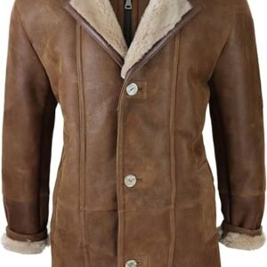 TruClothing Mens 3/4 Duffle Jacket Real Sheepskin Long