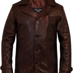 Charlie LONDON Men's Heist Antique Vintage Brown Leather Jacket