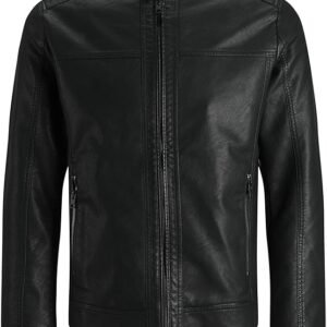 Jack & Jones Men's Jjewarner Noos Jacket Faux Leather