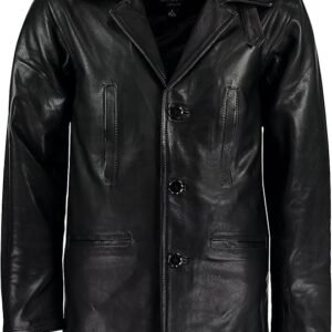 Charlie LONDON Men's Max Payne Real Black Leather Jacket Coat