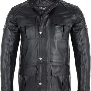 Charlie LONDON Men's Black Leather Racing Jacket